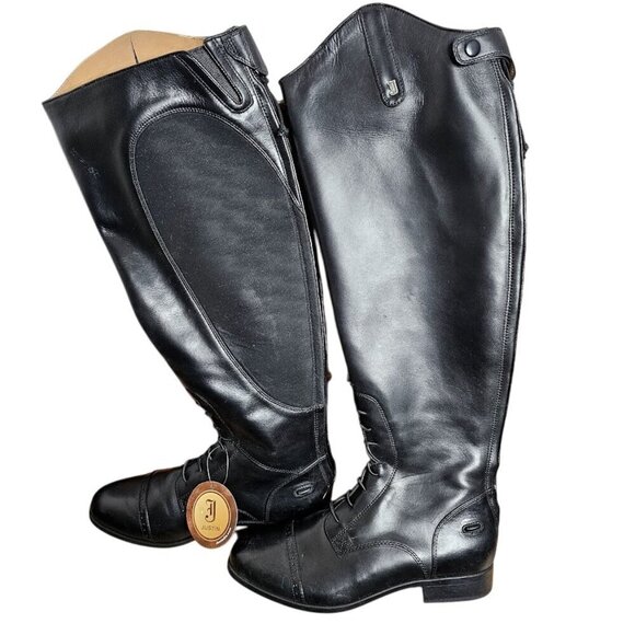 NWT JUSTIN Leather Tall Full Zip Riding Boots Windshire Women's 11 W Equestrian - Picture 1 of 10